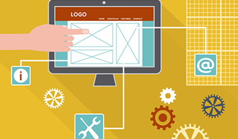 illustration of monitor with wireframe
