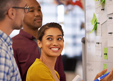 people collaborating in office