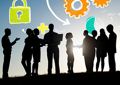 silhouettes of business people